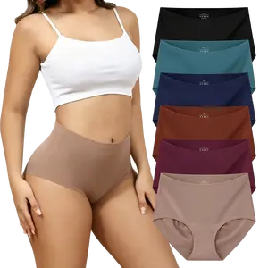 Women’s Seamless Invisible Tummy Control Panties, High-Waisted No Roll-Down Shaping Underwear, Soft Stretch Breathable Fabric, Minimalist Hip-Enhancing Fit, Plus Size Friendly, S-XXL Sizes, 4/6 Pack