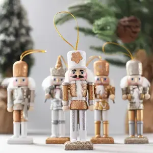 Rustic Nutcracker Ornaments Set, Glitter Soldier Figures, Classic Christmas Tree Decorations, Festive Holiday Accessories