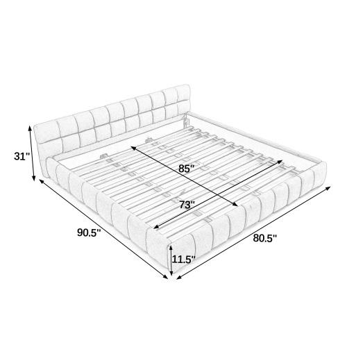 Niccae California King Size Upholstered Platform Bed Frame with Headboard, Chenille Fabric Low Profile Bed, No Box Spring Needed, Modern Bedroom Furniture for Master Bedroom