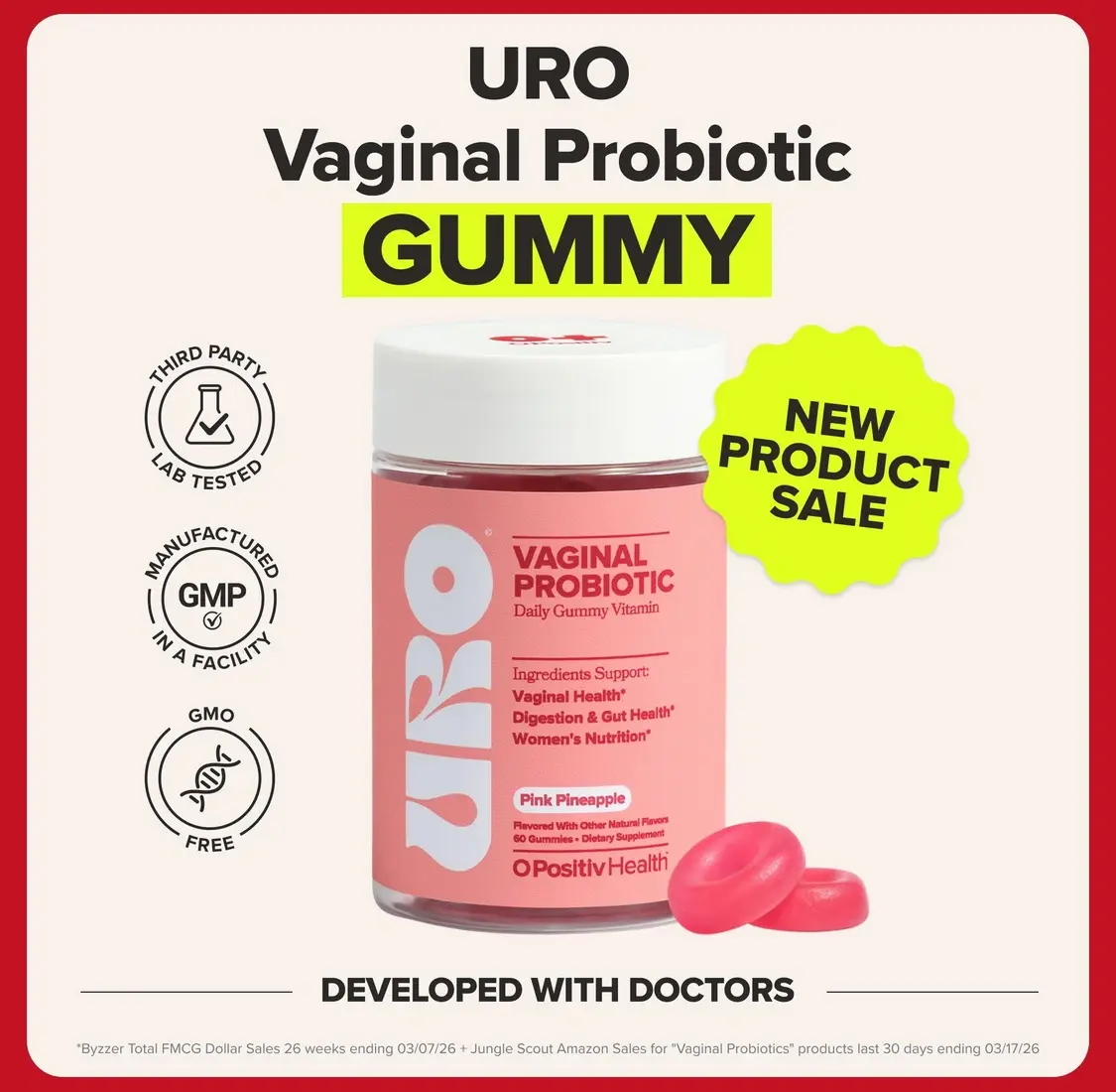 Probiotic Gummy - Prebiotic and Probiotic Gummies for Healthy pH Balance and Odor
