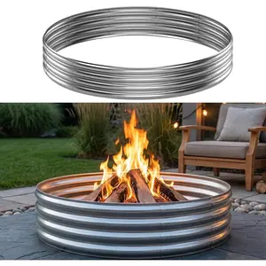 Fire Pit Ring for Outside  , 48in Outdoor Fire Pit, Heavy Duty Steel  Pit for Backyard, Camping, Bonfire, Modern Style Large Metal Fire Pit Ring
