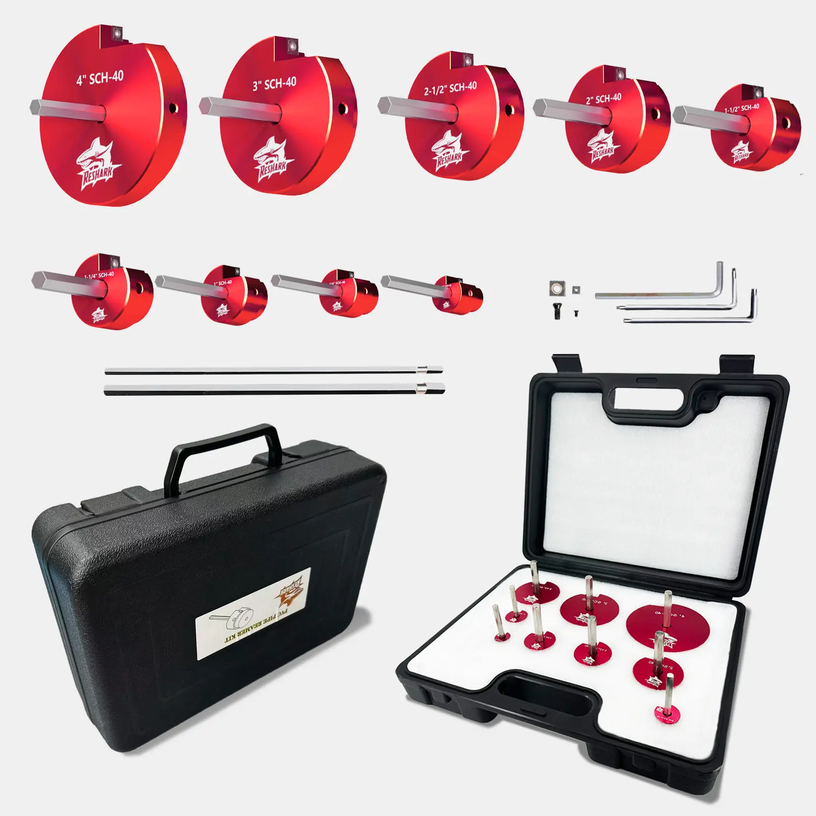 【Fallpicks】11-Piece Aluminum Alloy PVC Pipe Reamer Tool Kit, 3/4"-4" Multi-Size for SCH 40, Double-Side Blades for Clean Cuts, Hex Wrench Included, for Swimming Pools, Bathrooms, CPVC Ventilation, Leak Repair, ABS Fittings Compatible,techvibes