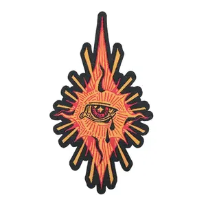 Gothic Punk Tears Flame Eyes Patch, Adhesive Iron-On Embroidered Design Clothing Embroidery for Clothing, Jackets, Hats & Accessories