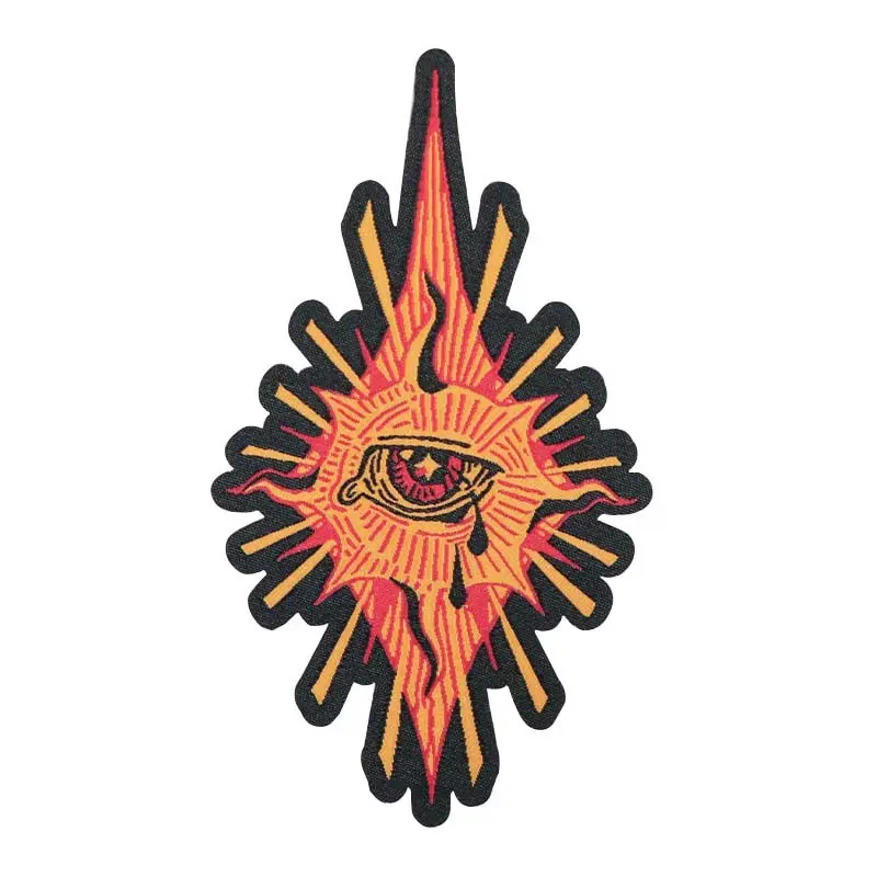 Gothic Punk Tears Flame Eyes Patch, Embroidered Patches Adhesive Iron-On Geometric Embroidery Design Embroidering Design Clothing Embroidery for Clothing, Jackets, Hats & Accessories