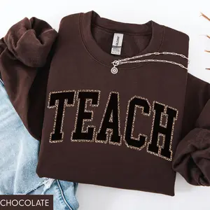Leopard Teacher Sweatshirt, Teach Sweatshirt, Trendy Teacher Shirts, Cute Teacher Gift, Teacher Sweater, New Teacher Gift