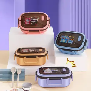 Large Capacity Sealed Lunch Box with Compartments, Cartoon Design Portable Bento Box for Students & Office Workers, Essential Back-To-School Item