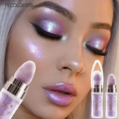 1PC Purple Glitter Highlighter Stick, Shimmer Highlighter, Brightening Facial Highlights, Long-lasting Highlighter for Daily and Party Makeup, Natural Luster, Facial Cosmetics, Glitter Sparkle Makeup