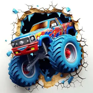 5D DIY Full Diamond Round Diamond Painting - Diamond Painting Kit, Monster Truck, Mosaic Canvas DIY Wall Art, Home Wall Decoration, Diamond Painting Decorations