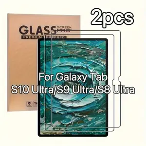 2-piece set of tempered glass screen protectors suitable for Galaxy Tab S8 Ultra S9 Ultra S10 Ultra 14.6-inch Tablet models - scratch resistant, high-definition transparent, shockproof, anti fingerprint, easy to install