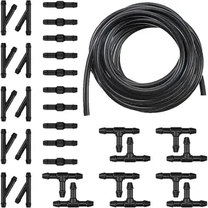 Car Windshield Washer Hose Kit, 13.1Ft Washer Fluid Hose & T-type Y-type I-type Hose Connectors, Connect Water Pump and Nozzle Mounting Kit, Universal Replacement Accessories For Car (Black)