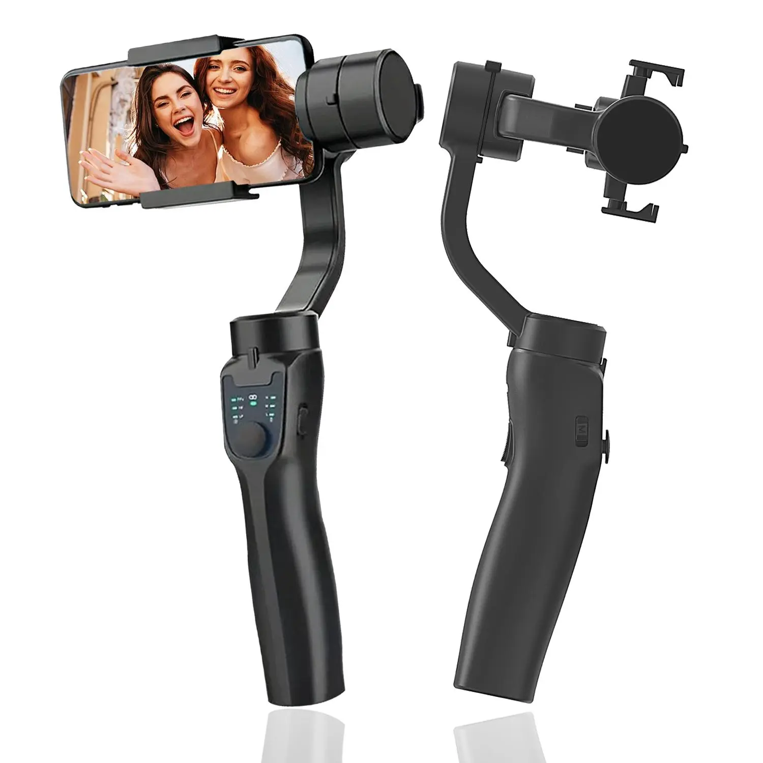 Handheld 3-axis Gimbal Phone Stand, Anti-shake Video Stabilizer, Wireless Charging USB, Horizontal & Vertical Adjustment Suitable for iPhone & Smart Phones, Selfie