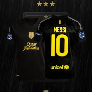 11 12 Retro Second Away Black No.10 Messi Short Sleeve Soccer Jersey