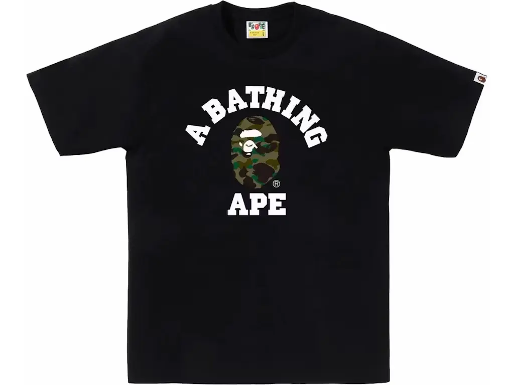 (100% Authentic) BAPE 1ST CAMO COLLEGE TEE MENS BLACK GREEN