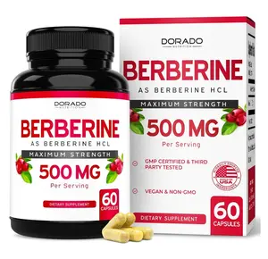 Berberine Supplement 500mg Per Serving (60 Capsules) Berberine HCL for Gut Health Support for Men and Women - Premium Supplements for Adults - Third Party Tested - Vegan Capsules & USA Made