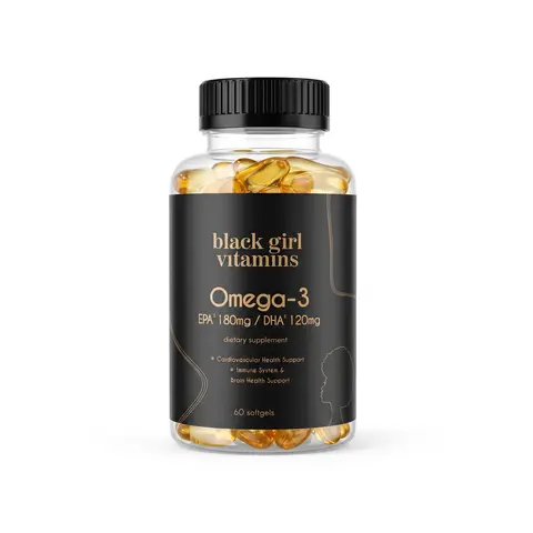 Black Girl Vitamins Omega-3 EPA 80mg DHA 120mg Cardiovascular Health Immune System Brain Support 60 Softgels