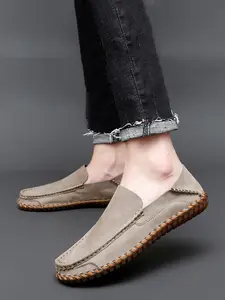 Men's Casual Plain Color Loafers, Fashionable Comfortable Rubber Slip-on Flat Shoes for Daily Wear, Lightweight Breathable Shoes for All Seasons, Boy Footwear