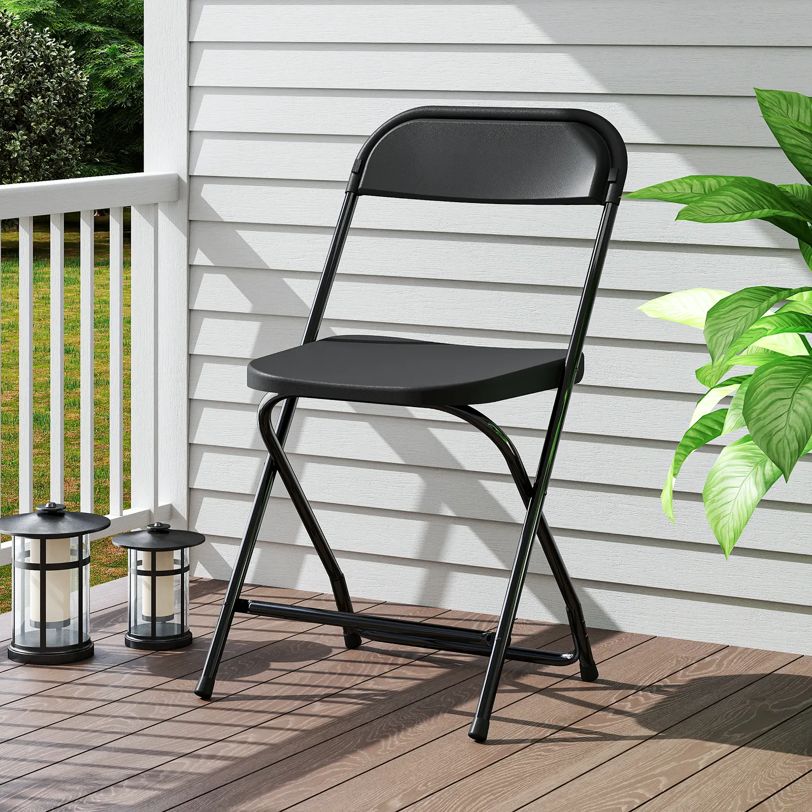 Plastic Folding Chairs with 330-lb Capacity, Sturdy Metal-Frame Commercial Office Furniture, Comfy for Indoor Home/Office Use