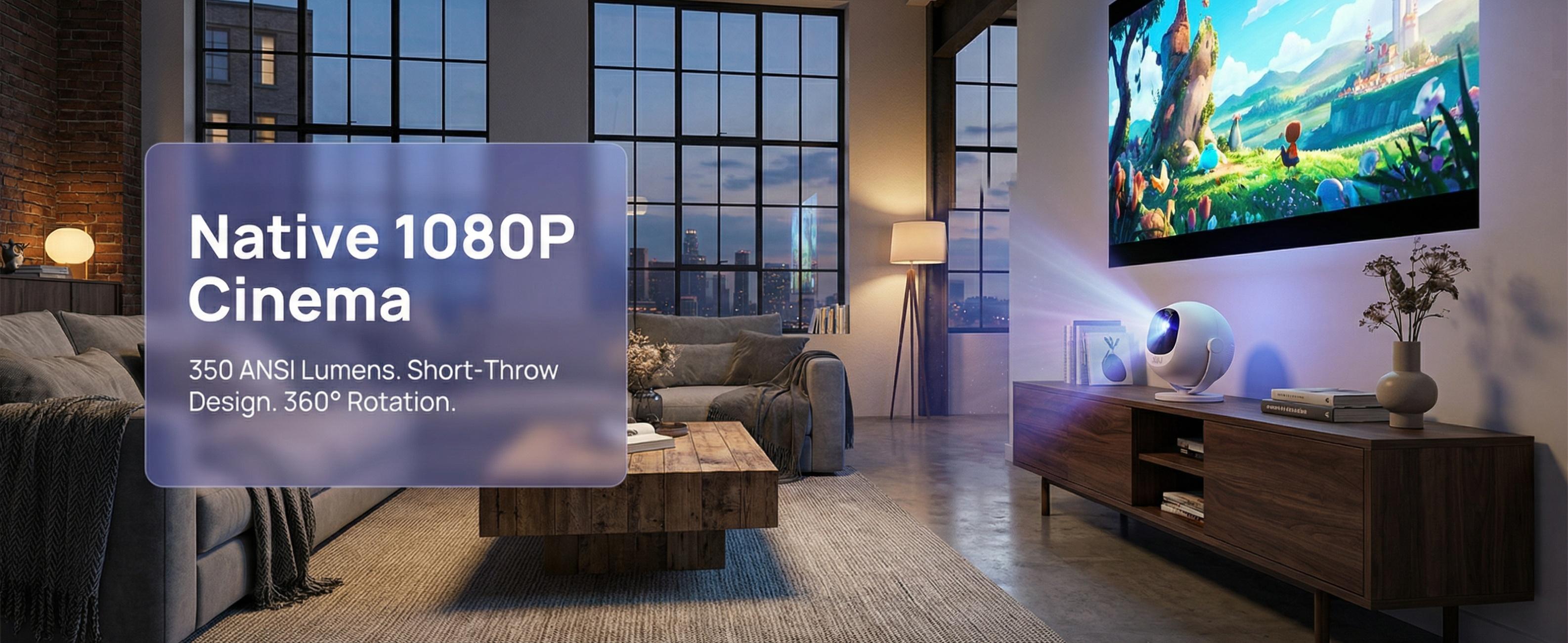 XBJ New Drops Supports 4K,350ANSl  2.4/5G WiFi 360° HD Projection Dual band  Electric Focus Wireless BT6.0 LED 150 InchScreen Built-in Speaker Multifunctional Projector for HomeCinema and Chri Outdoor stmas Gifts New Year Gifts Theater-Grade High-quality