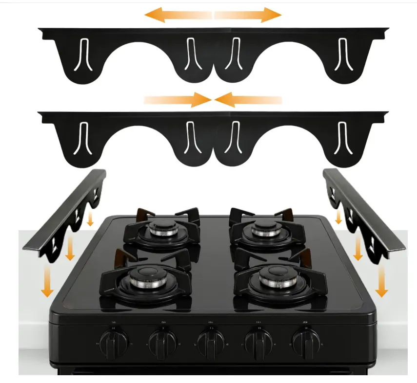 Linda’s Essentials Stainless Steel Stove Gap Covers (2 Pack) Adjustable Length 13.8" to 27.5" Stove Gap Covers Stainless Steel, Steel Adjustable Stove Gap Covers, Counter, Oven & Stove Gap Filler