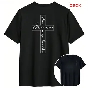 Women's Spiritual Tee with Heart Cross Chest Graphic and Back Statement Print