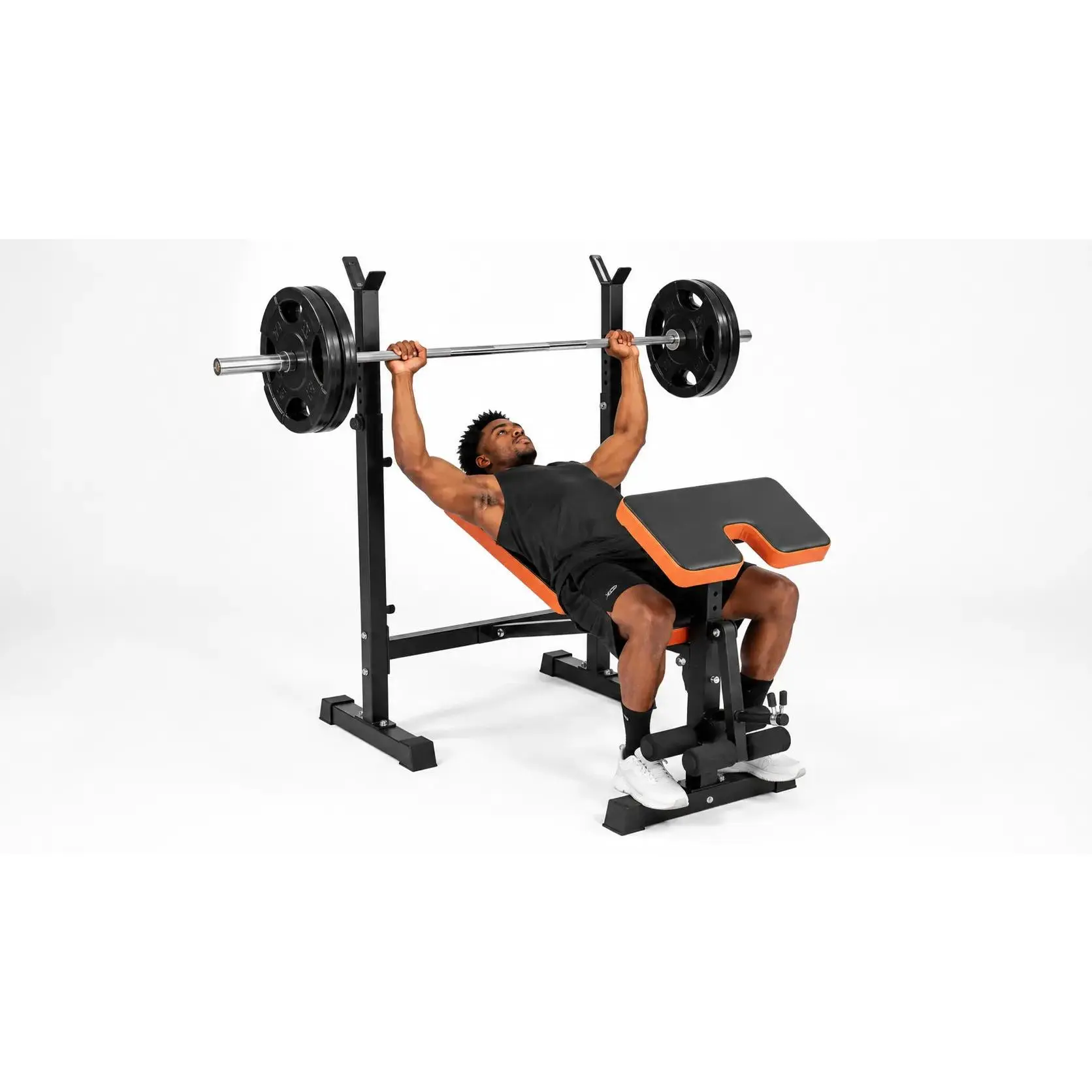 6-in-1 Compact Foldable Steel Frame Weight Bench Set - 1000lb Capacity Weight Training Gear, Strength Workout Equipment for Home Gym Full Body & Shoulders Training with Foldable Design
