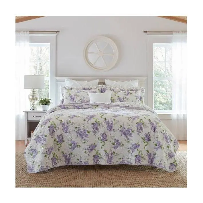 Laura Ashley Keighley Purple Twin Quilt-Sham Set