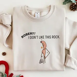 Embroidered Marcus The Worm Sweatshirt, I Don’t Like This Rock Shirt, Funny Meme Brain Rot Tee, Viral Internet Humor Sweater