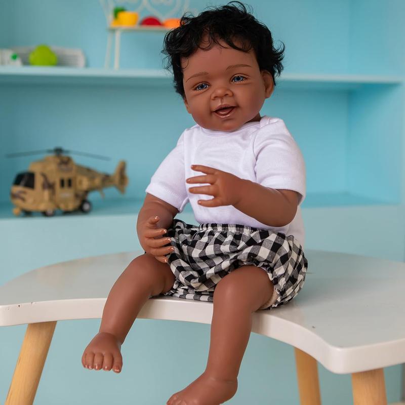 Reborn Baby Dolls Lovely 22 Inch 55 cm Reborn Baby Doll Soft Silicone Toddler Dolls African American Baby Doll Toy Child Gift Christmas Toys for Age 3+ doll baby  doll