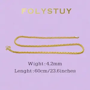 《Y0059M》60cm Textured Square Link Chain, 4.2mm Width, Timeless Everyday Wear for Him/Her
