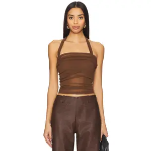 SOVERE Thea Mesh Top in Coffee
