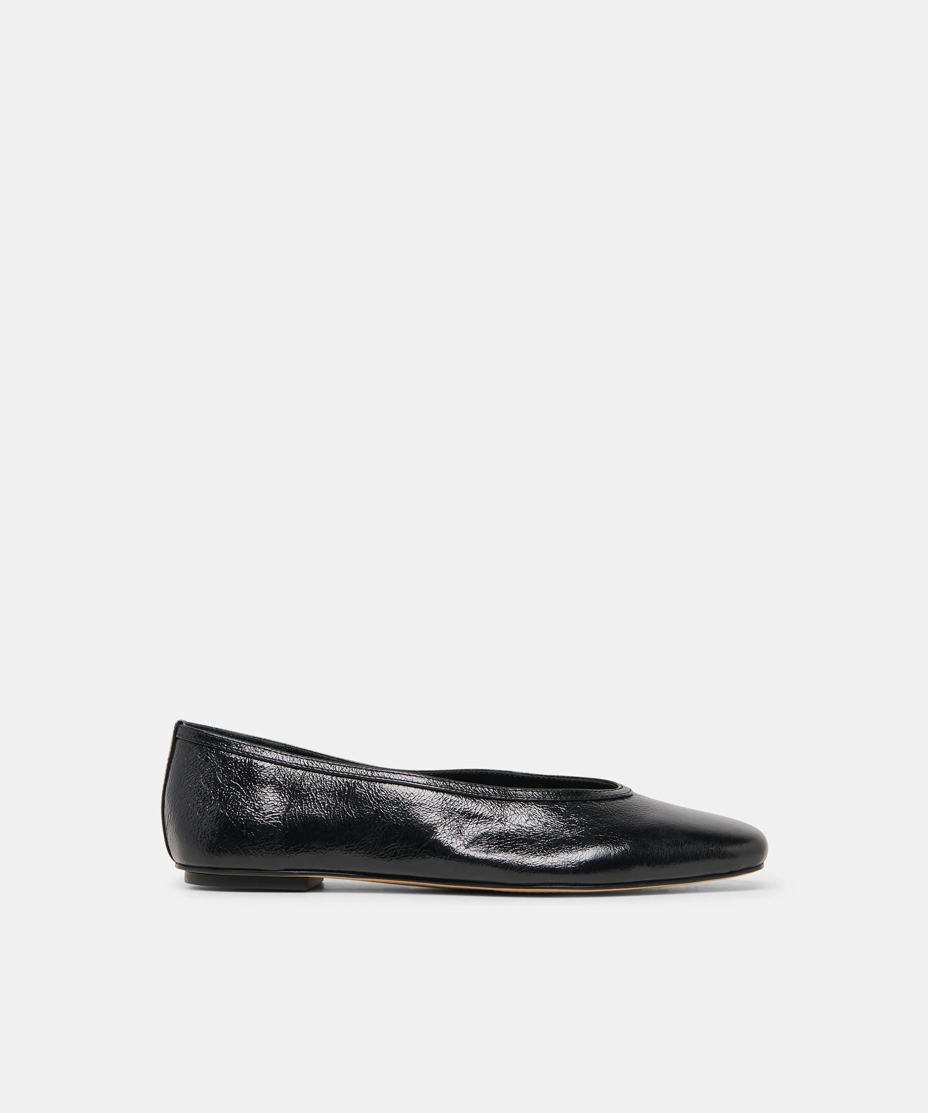 CARET BALLET FLATS BLACK LEATHER