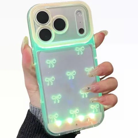 ROTUNOE Vibrant LED Bowknot Case for iPhone 17 Pro Max 16 15 14 13 12 11 Pro Max, Stylish Bow Pattern Cute Case, Unique Design for Daily Use, Protective Case, Christmas New Year Gifts