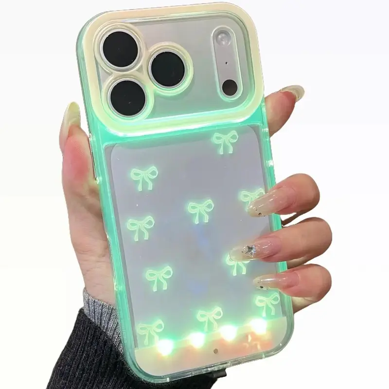 ROTUNOE Vibrant LED Bowknot Case for iPhone 17 Pro Max 16 15 14 13 12 11 Pro Max, Stylish Bow Pattern Cute Case, Unique Design for Daily Use, Protective Case, Christmas New Year Gifts