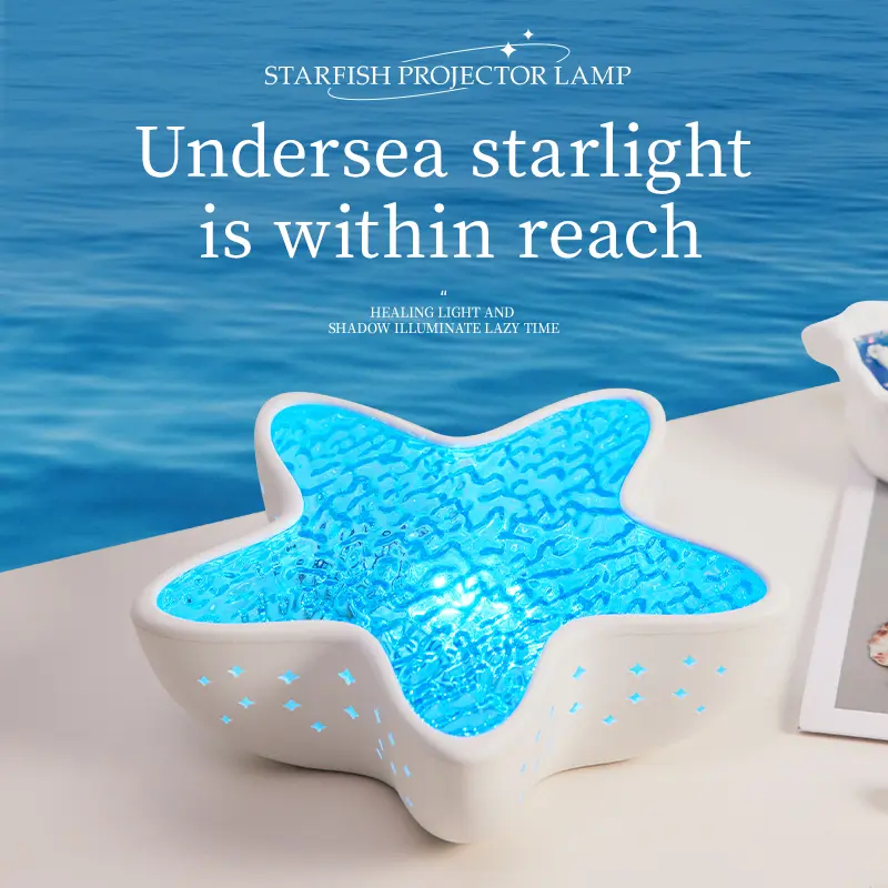 Starfish Projection Light, 7-Color Changing LED Ocean Night Light with Smooth Dimming - Handmade Sea Star Shape Mood Lamp for Bedroom Decor, Kids Birthday Party, Tabletop Home Decoration, Nursery & Gift for Ocean Lovers