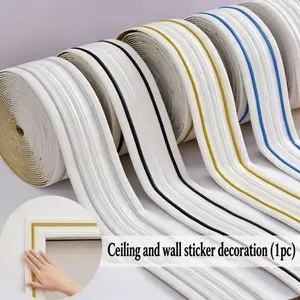 Self-Adhesive Wallpaper Strips for Inner And Outer Corners，Background Wall Skirt Decoration Sticker, Top Corner Anti-Collision Strip, Perfect for Ceiling And Wall Decoration