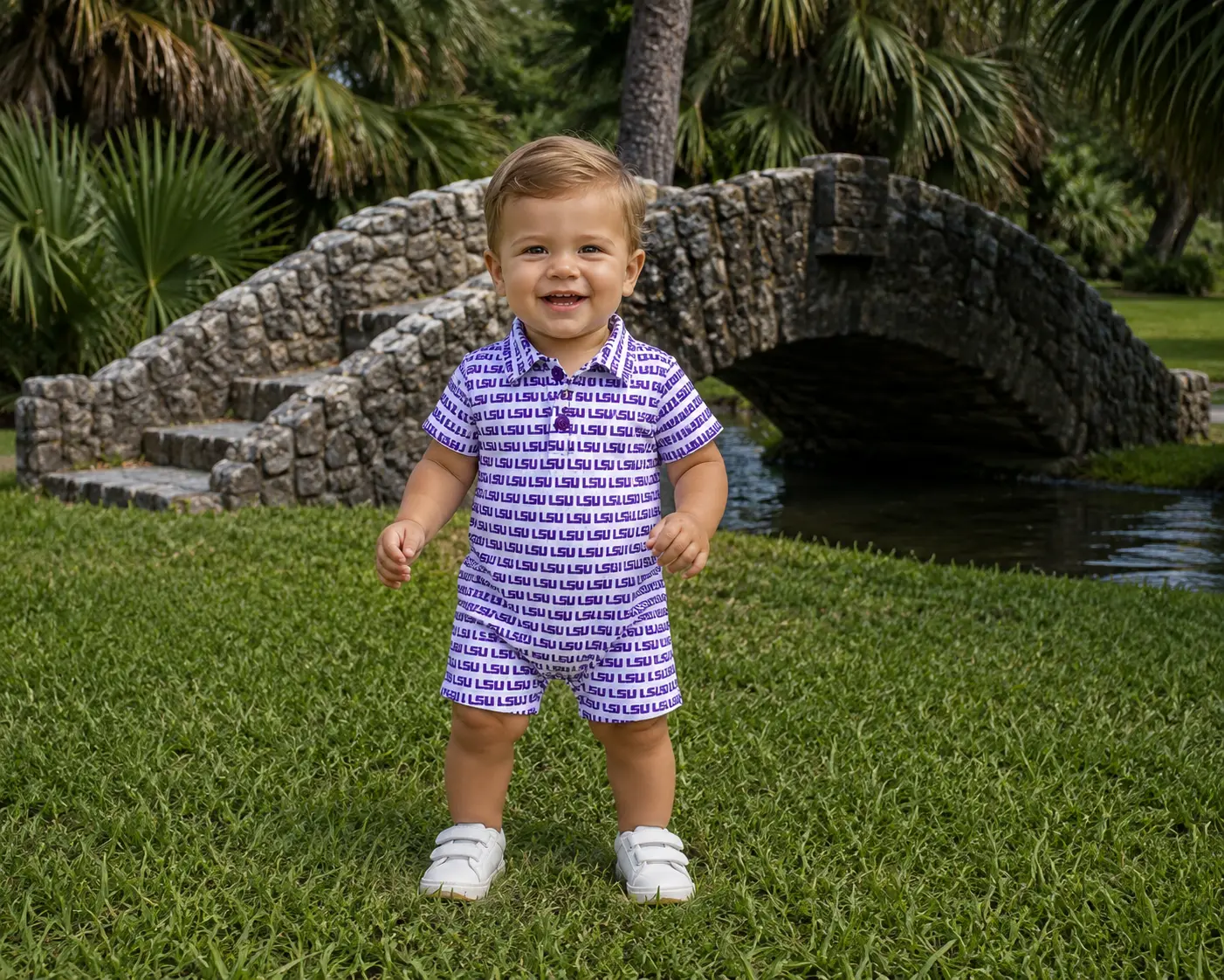 LSU Logo Polo Romper