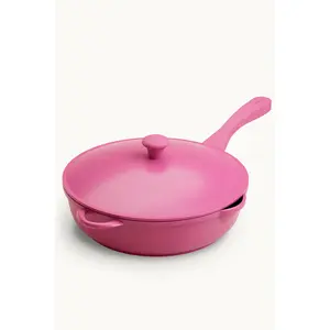 Lynnee 11-Inch Nonstick Fry Pan – Ceramic Coated Aluminum Skillet, Includes Pink Silicone Spatula | PFOA-Free, Easy Clean, Non-Toxic & Stylish Kitchen Cookware Set