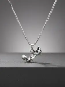 Men's Football Shoe Charm Pendant Cuban Link Necklace, Fashionable Street Style Jewelry For Party, Daily Clothing Decor For Boy, Casual Trendy Jewelry