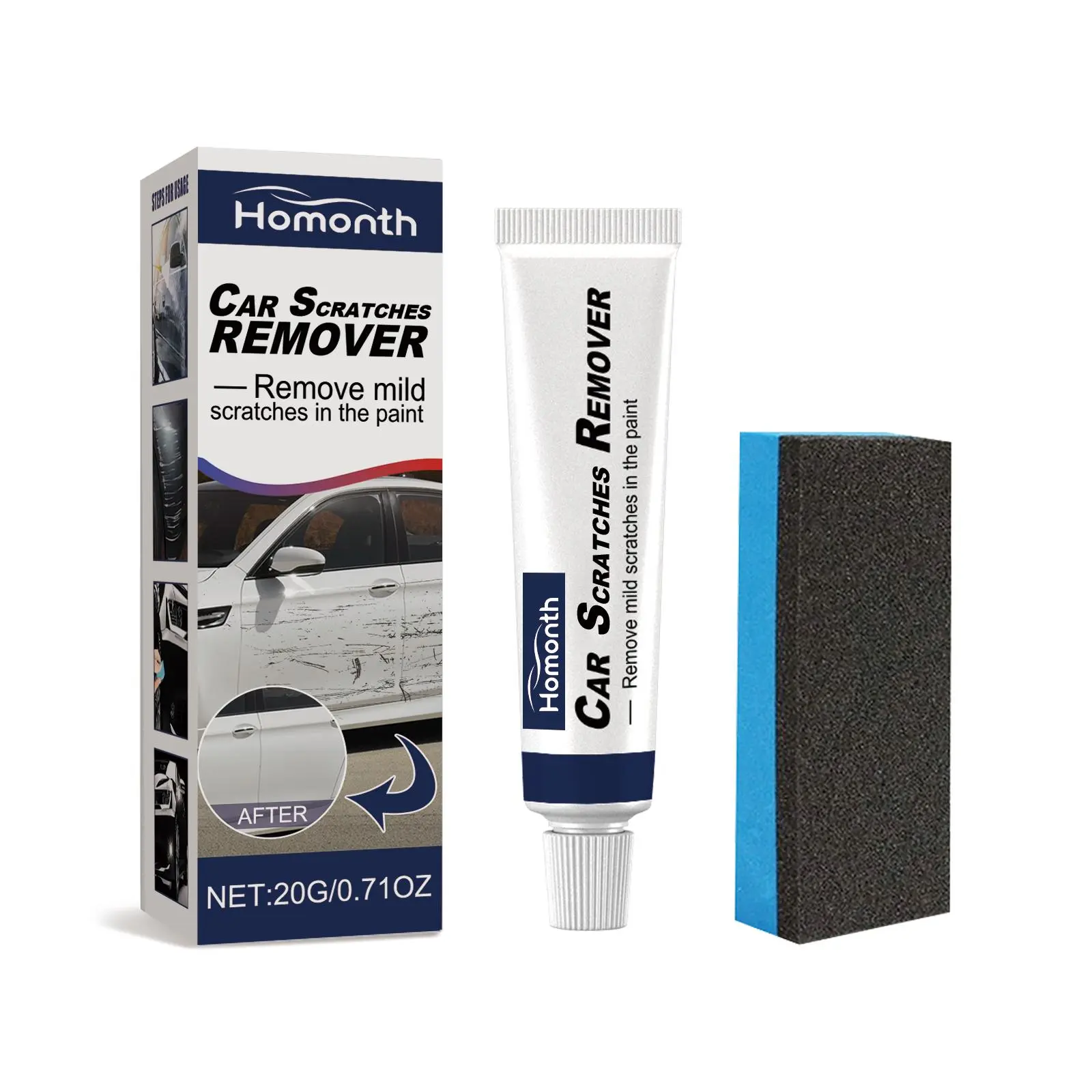 Homonth Automotive Scratch Repair Agent, Abrasive Wax for Mark Removal, Easy-Apply Paint Polishing Solution for Various Cars