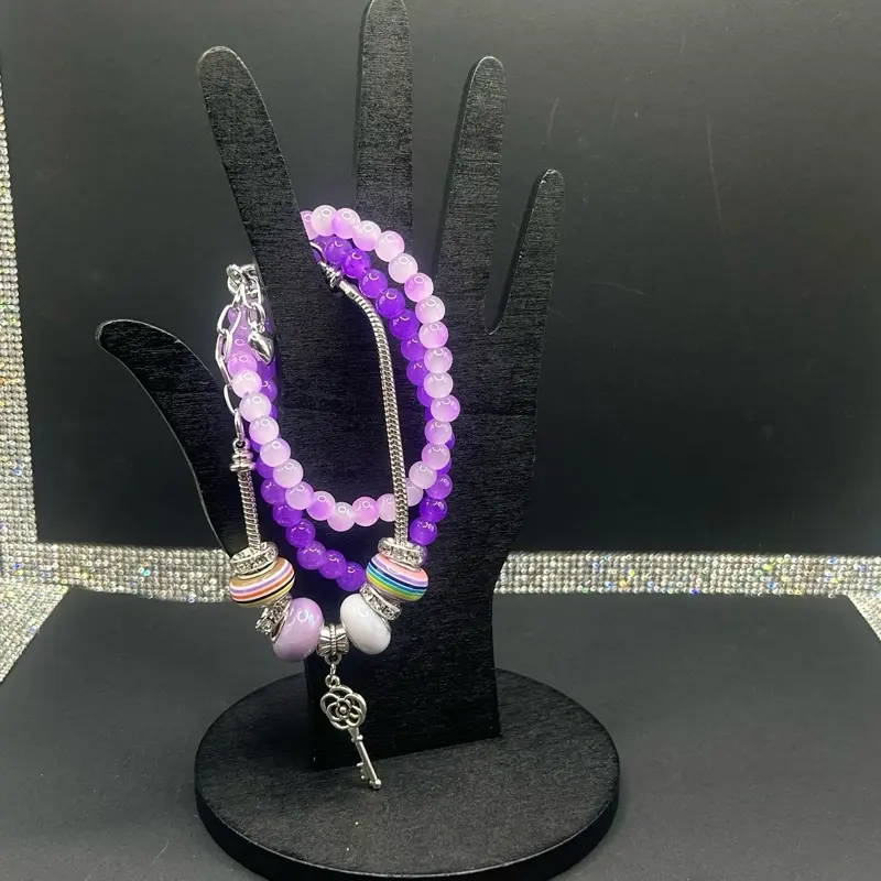 Snake Purple Key to Life Charm Bracelet with 2 Matching Bracelets
