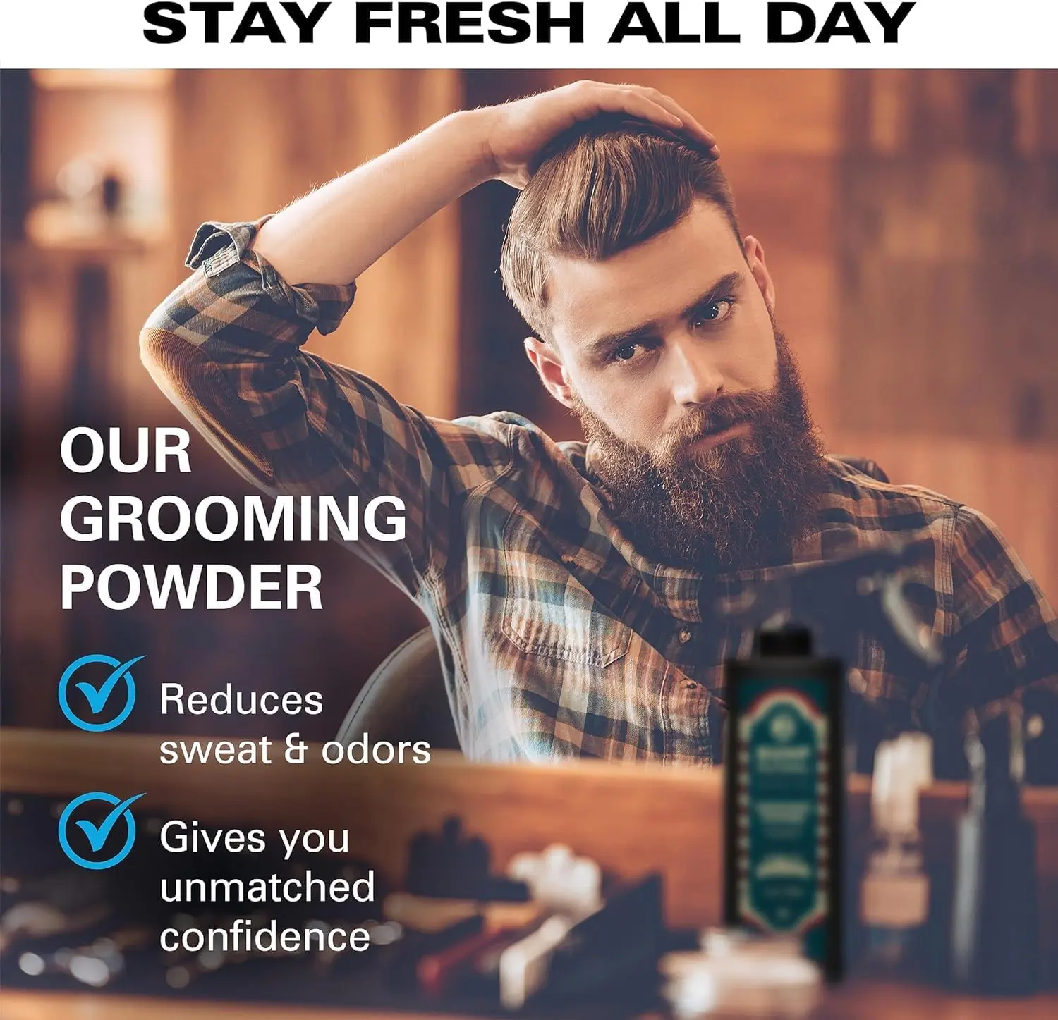 Bump Patrol Barber Pro Grooming Powder, Talc-Free Body Powder for Men, Anti-Chafing & Dry Feel for Workout, with Cornstarch & Zinc Oxide, 14 oz, Moisturizing, Odor Control, Unscented, Body Care, Sensitive, Smoothing, All, Anti-Perspiration, Head-To-Toe