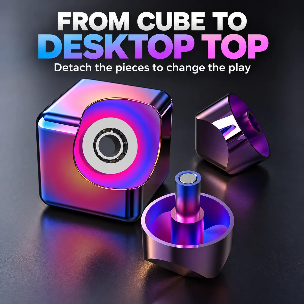Magnetic Cube Fidget Spinner with Detachable Desktop Top