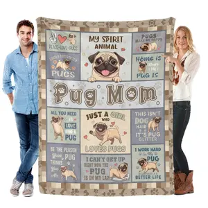 Pug Gifts for Women, Pug Blankets 60''x50'', Pugs Gifts for Lovers Mom, Puppy Gifts for Girls, Gifts for Pugs Dog Owners Lovers Woman Decorations Throw Blanket for Christmas Mothers Day