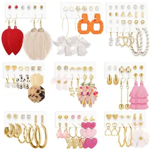 58 Pcs Acrylic Hoop Stud Drop Dangle Earrings Bohemian Tassel Earrings Fashion Tassel Earrings Beauty & Personal Care