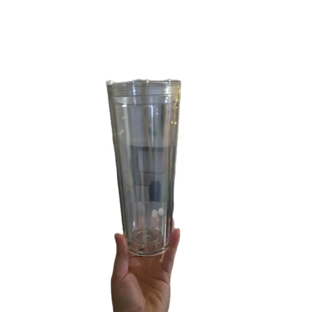 24oz Acrílic  Snow Globe cup with Straw and Lid for Beverages Tumbler