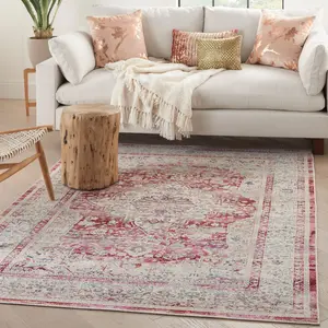 Nourison Kashan Medallion Decorative Soft Area Rug, Indoor Textile Floor Covering, Decorative Rug