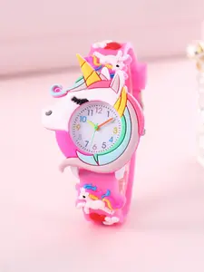Kid's Unicorn Design Round Dial Quartz Watch, Cute Cartoon Wrist Watch for Kids, Fashionable Wristwatch for Boys & Girls As Gift without Box, Child Watch