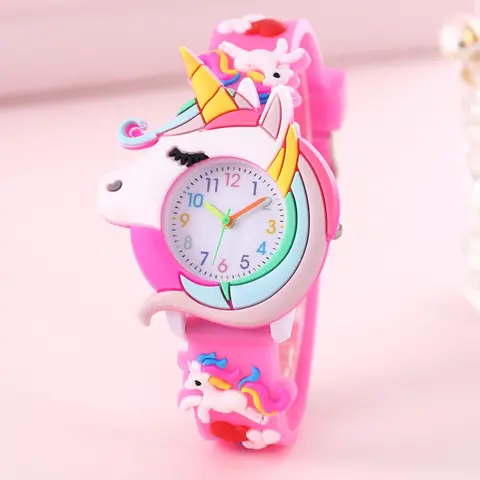 Kid's Unicorn Design Round Dial Quartz Wristwatch, Cute Cartoon Watch for Kids, Fashionable Watch for Boys & Girls As Gift Without Box, Child Watch, Girly