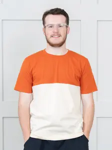 Unisex Burnt Orange Color Block Shirt