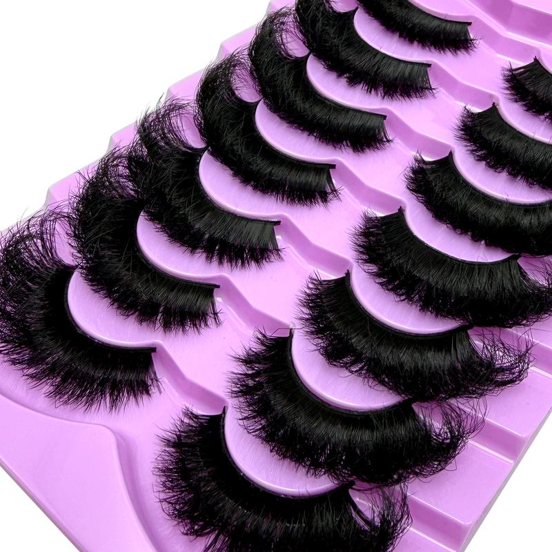 7 Pairs Natural Looking Thick & Fluffy Faux Mink 3D Eyelashes, Russian Volume Lashes Drama Messy Mink Eyelashes, Smart Long Winged Fox Eye Lifting & Lengthening Eyelash Extension Kit, Full Lash Strip Reusable For Daily & Party Use